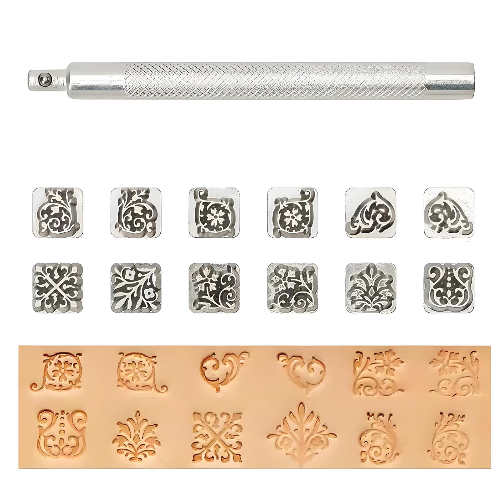 Oxxggkao Twelve Tangcao 12 Pattern Leather Stamping Set Sturdy Kirsite Kirsite Leather Tool
