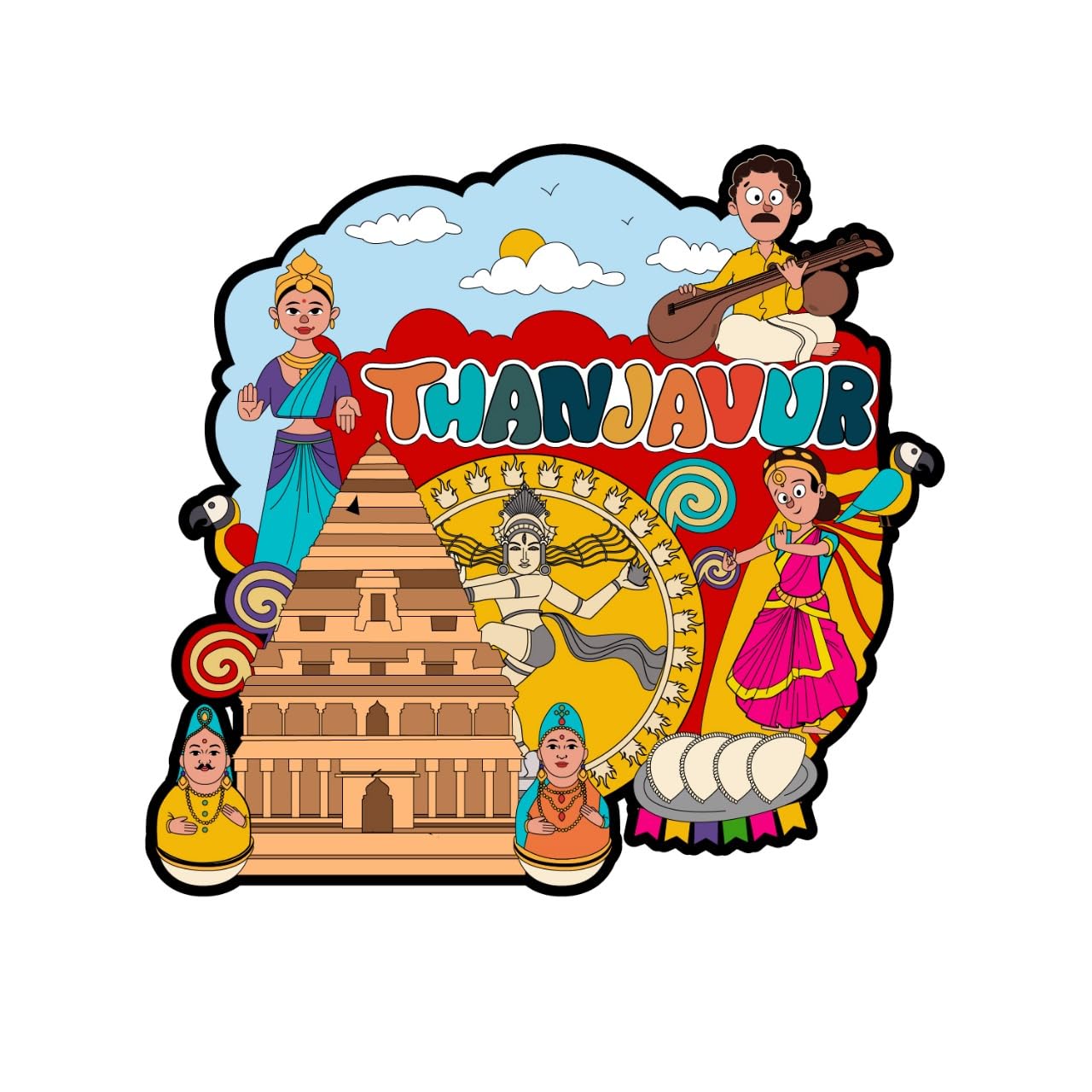 Skywalk India Souvenir Thanjavur Fridge Magnet (Multicolor) M-806-picture-13