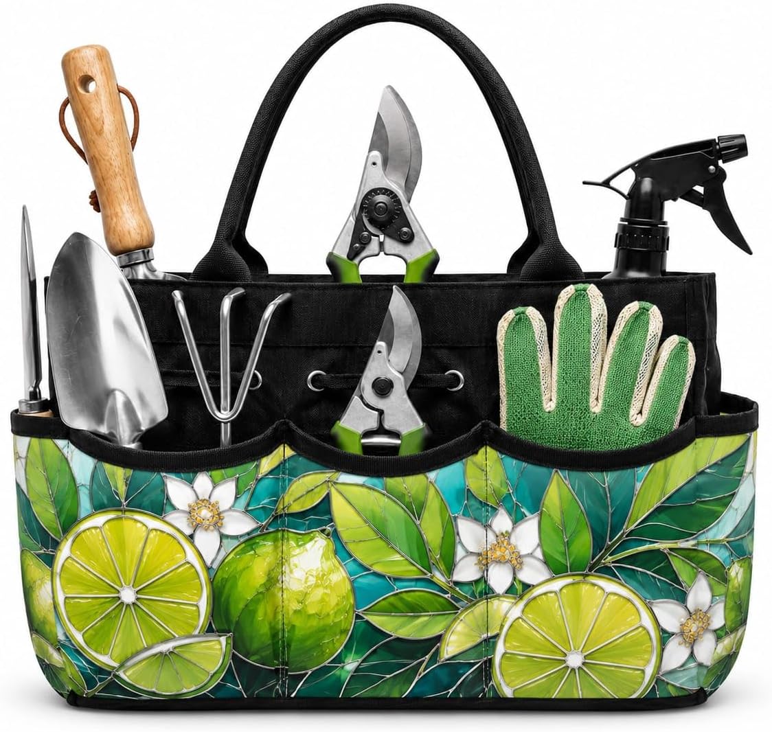 Lime Garden Mosaic Garden Tool Bag Organizer for Bright Backyard