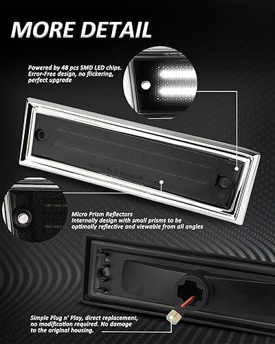 Miniatura 2 de Bestview Luces LED de marcador lateral compatibles con Chevy C10 C20 C30 GMC C1500 C2500 Suburban Blazer Jimmy, lado del conductor y del pasajero,