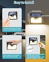 Vista 5 de Luces solares para exteriores, 1 paquete, 140 LED/3 modos de luces con sensor de movimiento, funciona con energía solar, luces solares inalámbricas