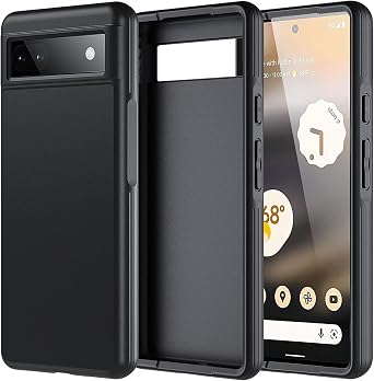 for Google Pixel 7a Case with Tempered Glass Screen Protector, Pixel 7a Case Dual Protective Layer Rugged Bumper Tough Military Cover for Google Pixel 7a, 6.1inch, Black