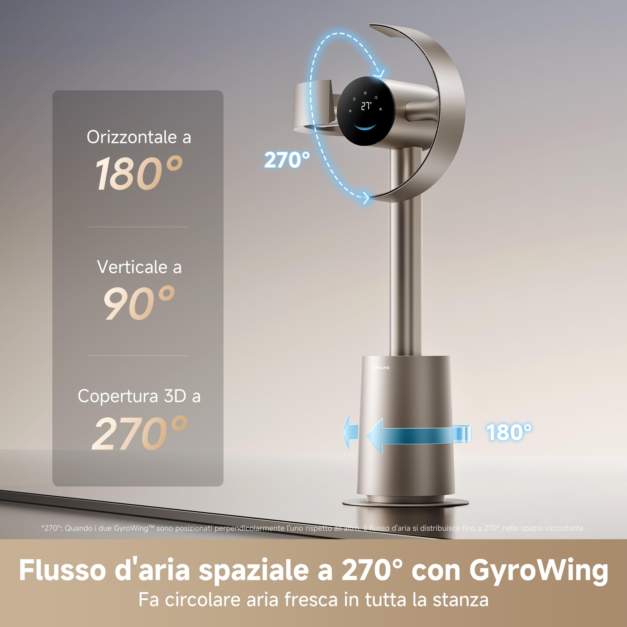DREAME MF10 Ventilatore senza Pale con Flusso d’Aria a 270°, Circolazione in Tutta la Stanza, Flusso d’Aria che si Adatta alla Temperatura, Sperimenta un Nuovo Tipo di Ventilazione, Filtro Lavabile