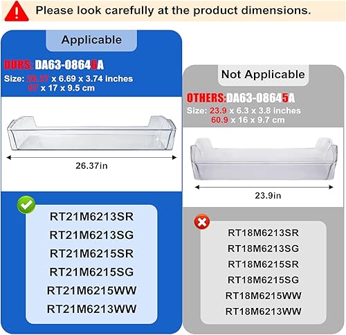 Miniatura 2 de DA63-08646A - Estante para puerta de refrigerador, estante de repuesto para refrigerador compatible con Samsung RT21M6213SR, RT21M6215SG