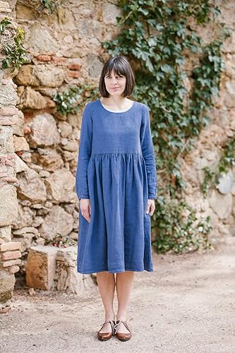 Linen smock midi dress Clearance