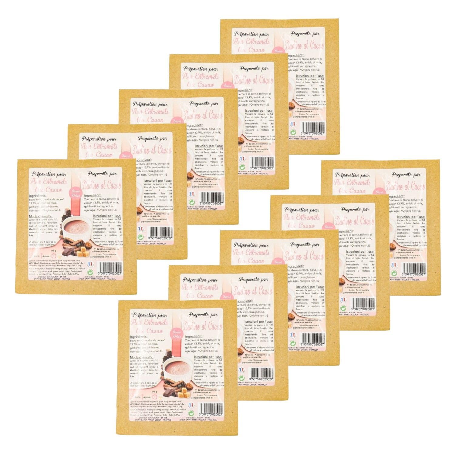 Lot 10x Flan au chocolat - sachet 50g