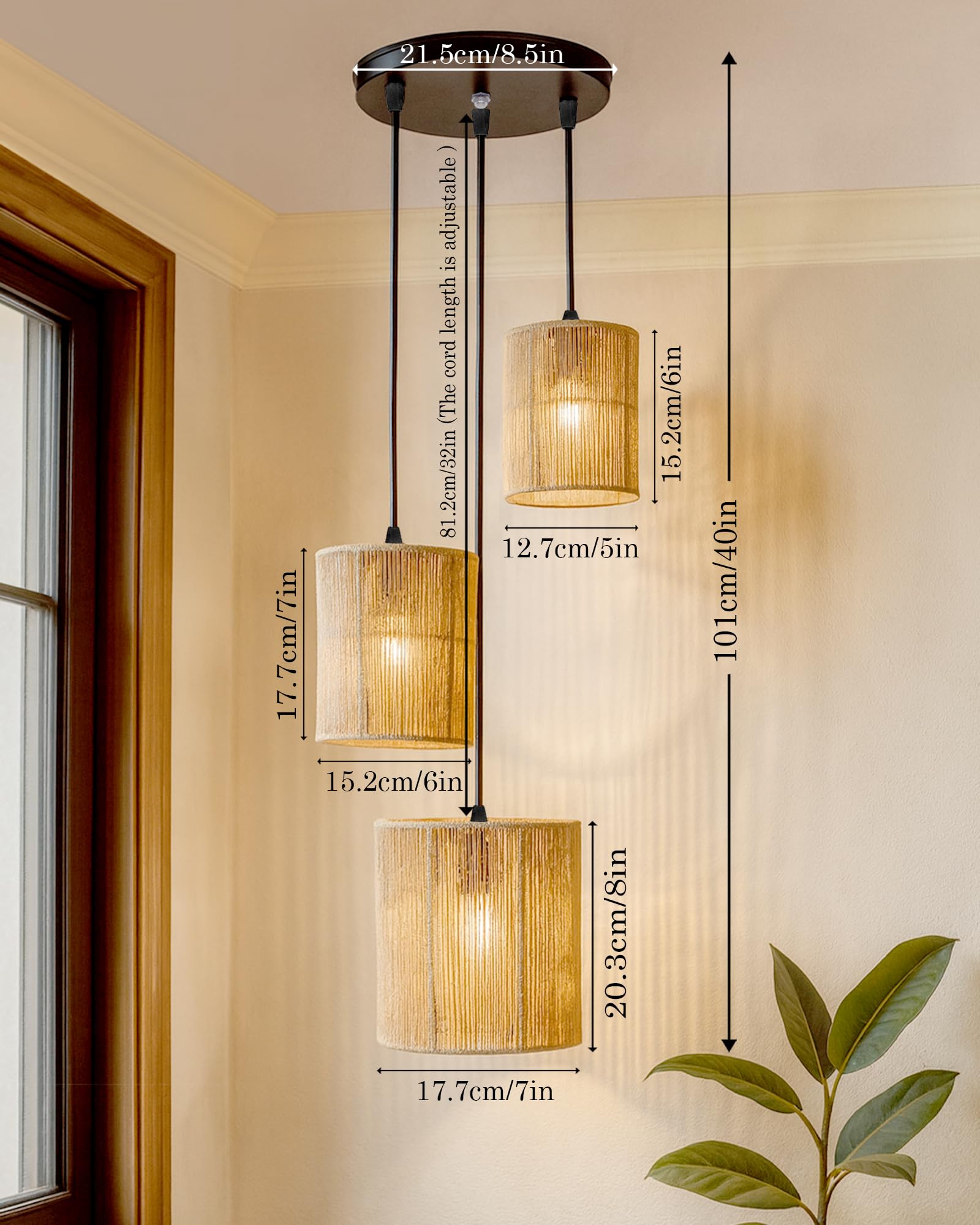 Homesake Raffia Pendant Light - Boho Ceiling Lamp -4