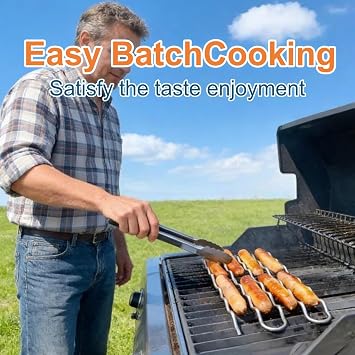 ANISKEBBR Stainless Steel 360 Rotating Sausage Grill Rack Outdoor BBQ Tool for Camping Cookouts