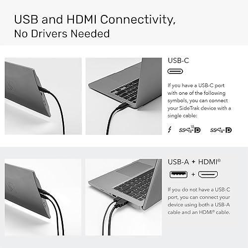 Miniatura 6 de SideTrak Monitor portátil giratorio de 14 pulgadas para laptop, extensor de pantalla de laptop con bisagra giratoria patentada, monitor de viaje