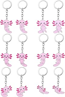 12 Pcs Axolotl Keychains Miniature Axolotl Party Favors Axolotl Keychains Alloy Axolotl Chains Charms Pendant Accessories for Birthday Party Supplies Baby Shower