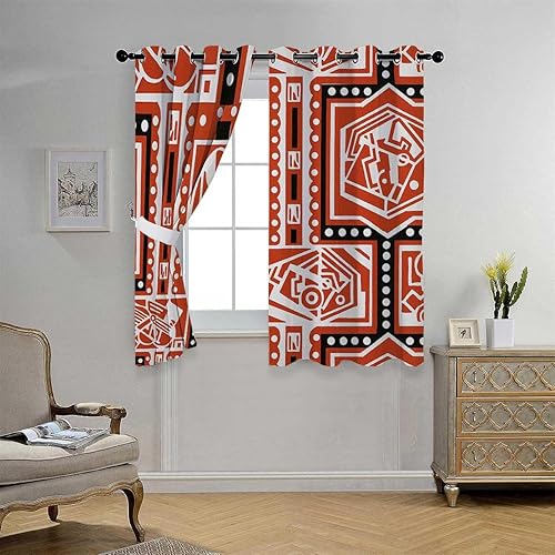 Miniatura 3 de Cortinas para Sala Elegantes Modernas Bohemia Tribal Doodle Patrón Ojal Cortineras Separar Cortinas para Cuartos Separar 63 pulgadas de ancho por 80