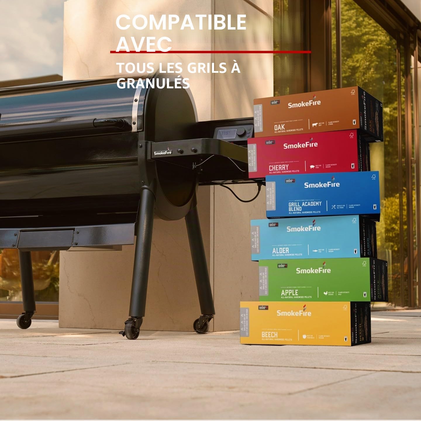 Weber Pellets de Bois Granulés SmokeFire - Pellets Goût Bois de Hêtre, Idéal pour Légumes - Boîte de 8 kg