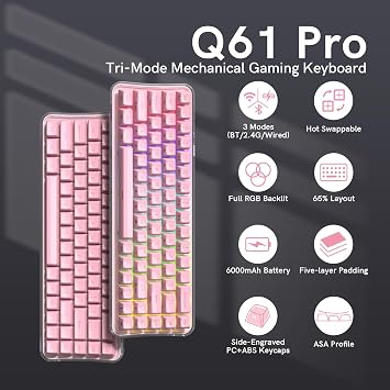 Womier Mechanical Wireless Bluetooth Keyboard, 60% Creamy Gaming Keyboard