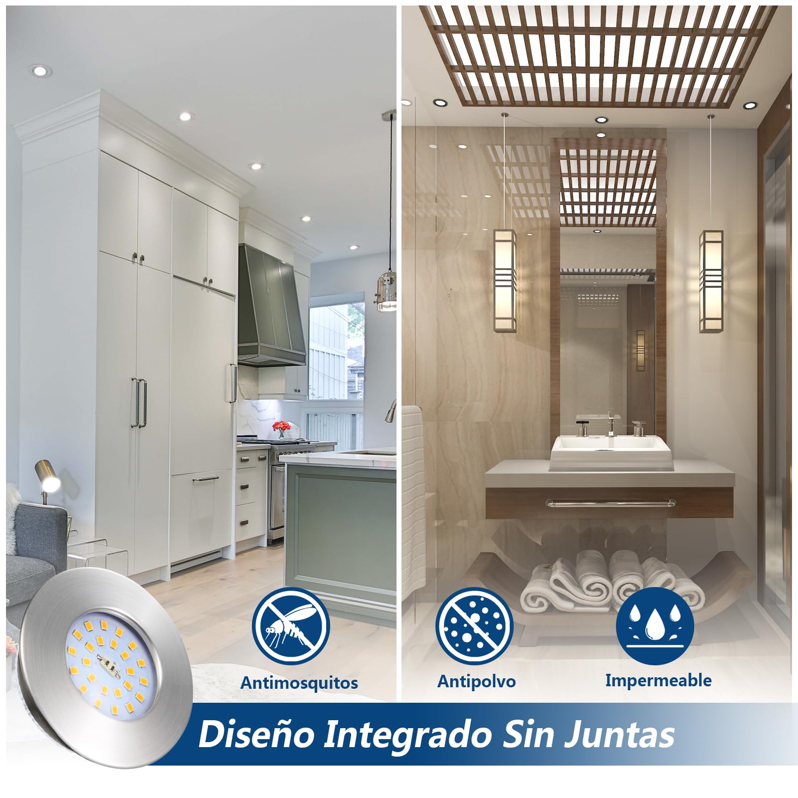 HiBay 6x Downlight LED Techo Empotrable 7W Extraplano Redondo Blanco Neutro IP44 Corte 60-68mm AC 220-240V Foco Empotrable LED Techo Ojo de Buey