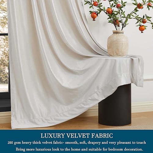 Vista 20 de PRIMROSE Juego de 2 paneles opacos de cortinas de terciopelo con trabillas traseras, 72 pulgadas largo, para la sala o dormitorio, decoran ventana