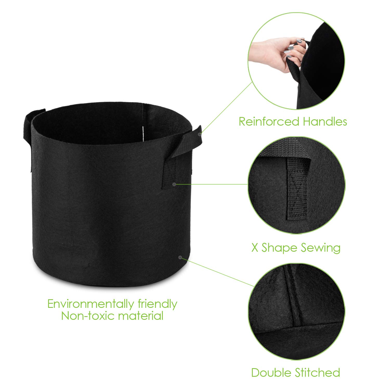 12er-Pack 25 Gallonen Grow Bags Heavy Duty Container Thickened Nonwoven Fabric Plant Pots with Handles