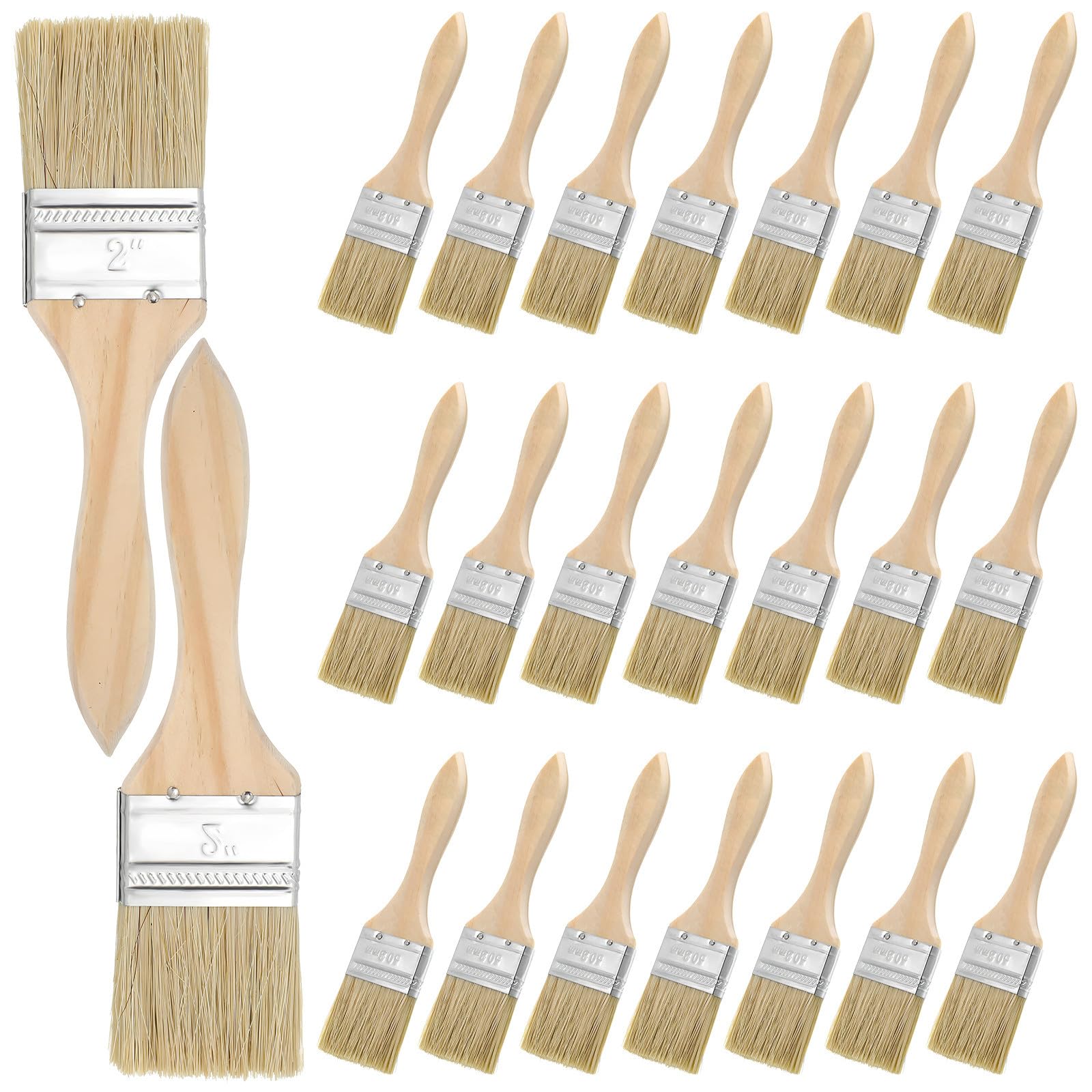 Pinselset 30 Stück Flachpinsel 45mm mit Verdicktem Holzgriff Dicke Borsten für Innen und Außenanstriche Heimwerkerbedarf Terrassenlasur und Holzbeize