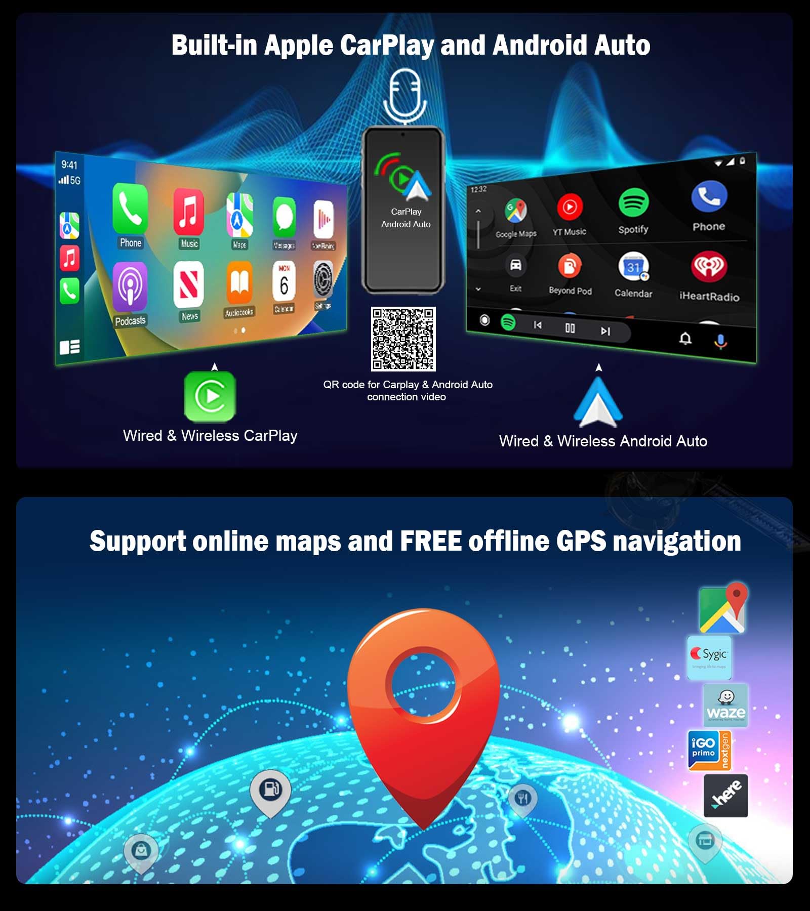 10.25" Android 16 Snapdragon 8 Core Autoradio GPS Navigateur Stéréo pour Mercedes Benz C-Class W204 S204 système NTG 4.0, GPS Navigateur Wireless Carplay IPS Écran Tactile WiFi 4G Dab+ Bluetooth 5.0