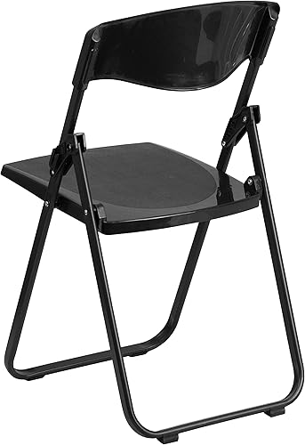 Miniatura 13 de Flash Furniture HERCULES Series - Silla plegable de plástico negro resistente de 500 libras con soportes integrados