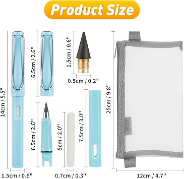 10 Pcs Infinity Pencil Everlasting Pencil with Case & 10 Replacement Nibs