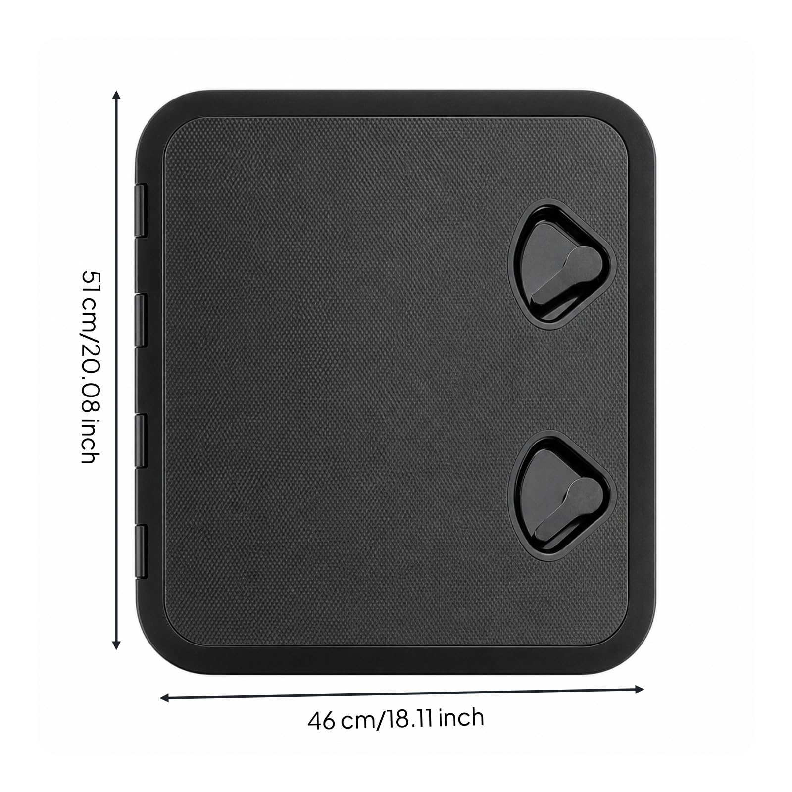 Chiusino per Copertura di Compartimento Nautico con Coperchio Incernierato E Maniglia di Chiusura per Barche con Superficie Antiscivolo per Ispezione, Nero, 460 510mm