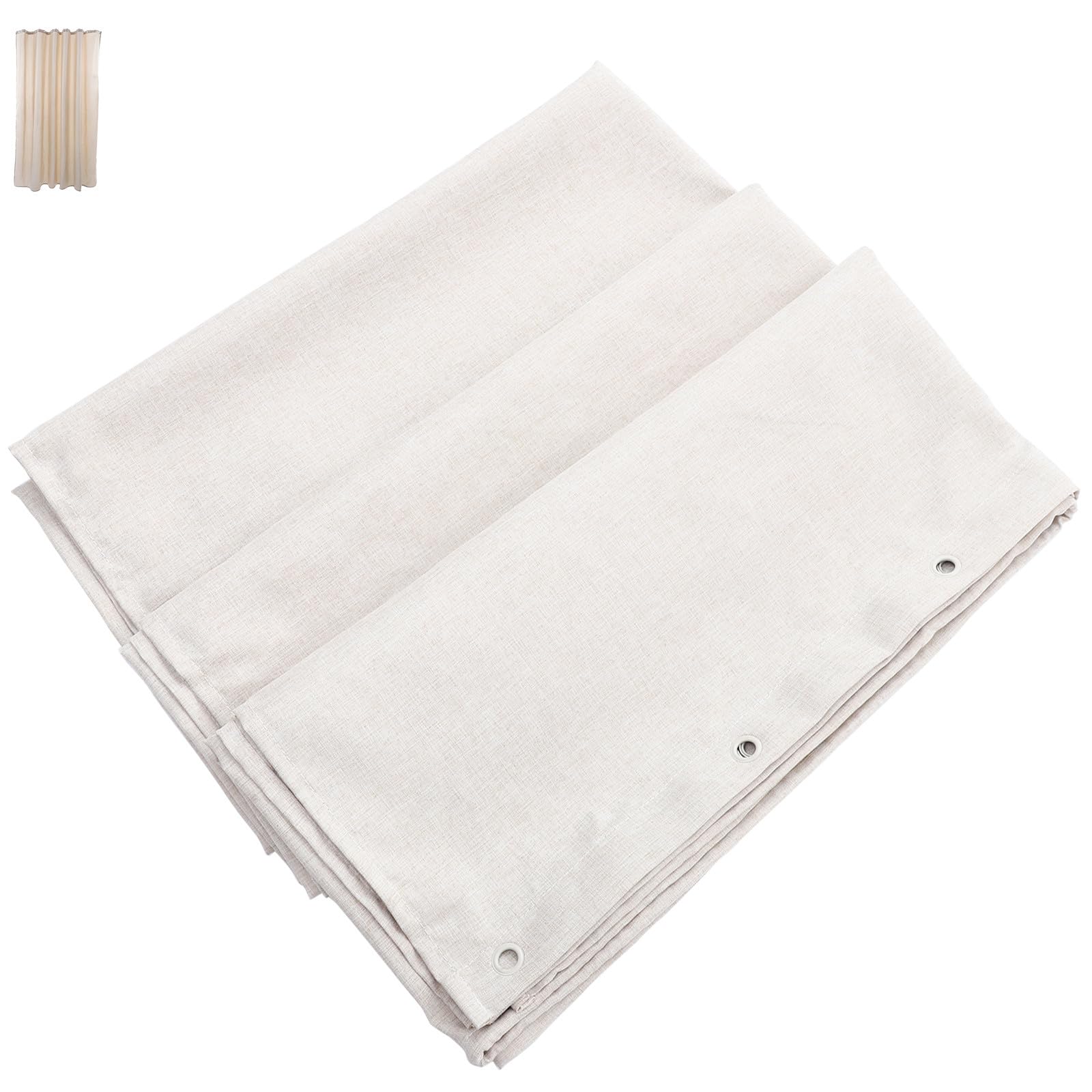 Rideau de douche en lin beige premium FOMIYES large et épais 180x180 cm imperméabilisé