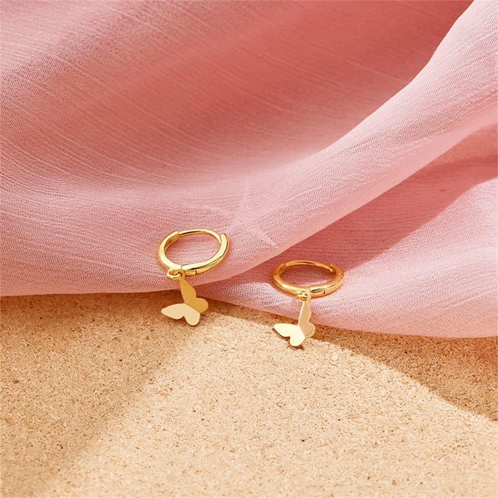 Tiny Butterfly Dangle Hoop Earrings for Women Girls 925 Sterling Silver Hypoallergenic Minimalist Small Charms Drop Dangling Huggie Hoops Cartilage Fashion Cute Jewelry Dainty Gifts - Image 4