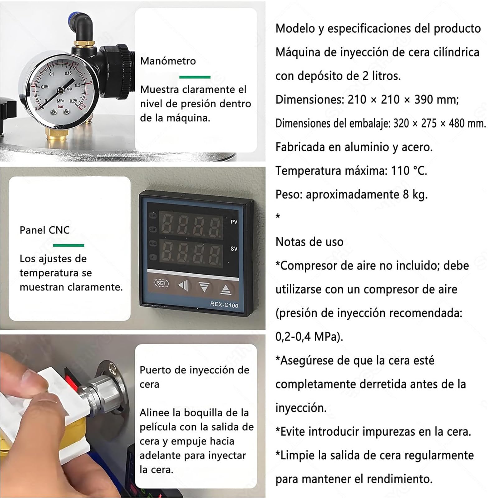 Maszyna Topienia Wosku I Wtryskiwacza Wosku 2 W 1, Maszyna Do Produkcji Form Do Topienia Wosku Z Precyzyjną Kontrolą Temperatury Od 0 Do 110°C, Do Odlewania Biżuterii, Produkcji Świec