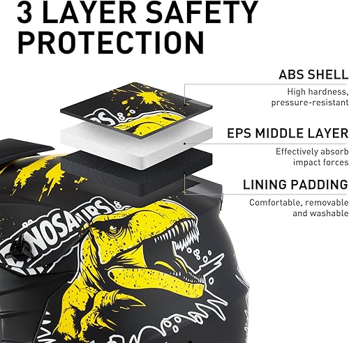 Miniatura 3 de SPARK Youth Kids Dirt Bike Helmets - Lightweight & Vented, Full Face, 4Pcs Set with Gloves, Goggles & Mask for Ages 5-14 (Motocross ATV Off-Road)