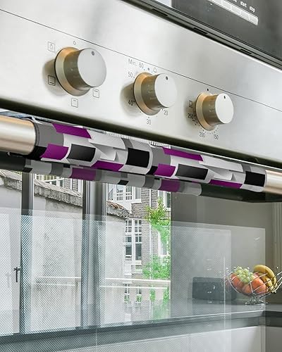 Miniatura 5 de Juego de 2 fundas geométricas moradas para manijas de puerta de refrigerador para lavavajillas, microondas, horno, nevera, estufa,