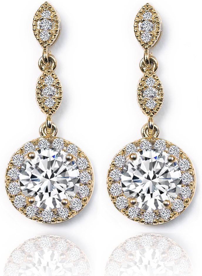 A+O Bridesmaid Gift, Wedding Drop Dangle Crystal Earrings in Silver, Gold, Rose Gold