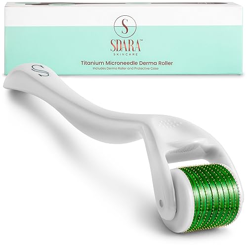 Derma Roller - Instrumento de aguja cosmética para cara 540 agujas de microtitanio de 0984in incluye estuche de almacenamiento
