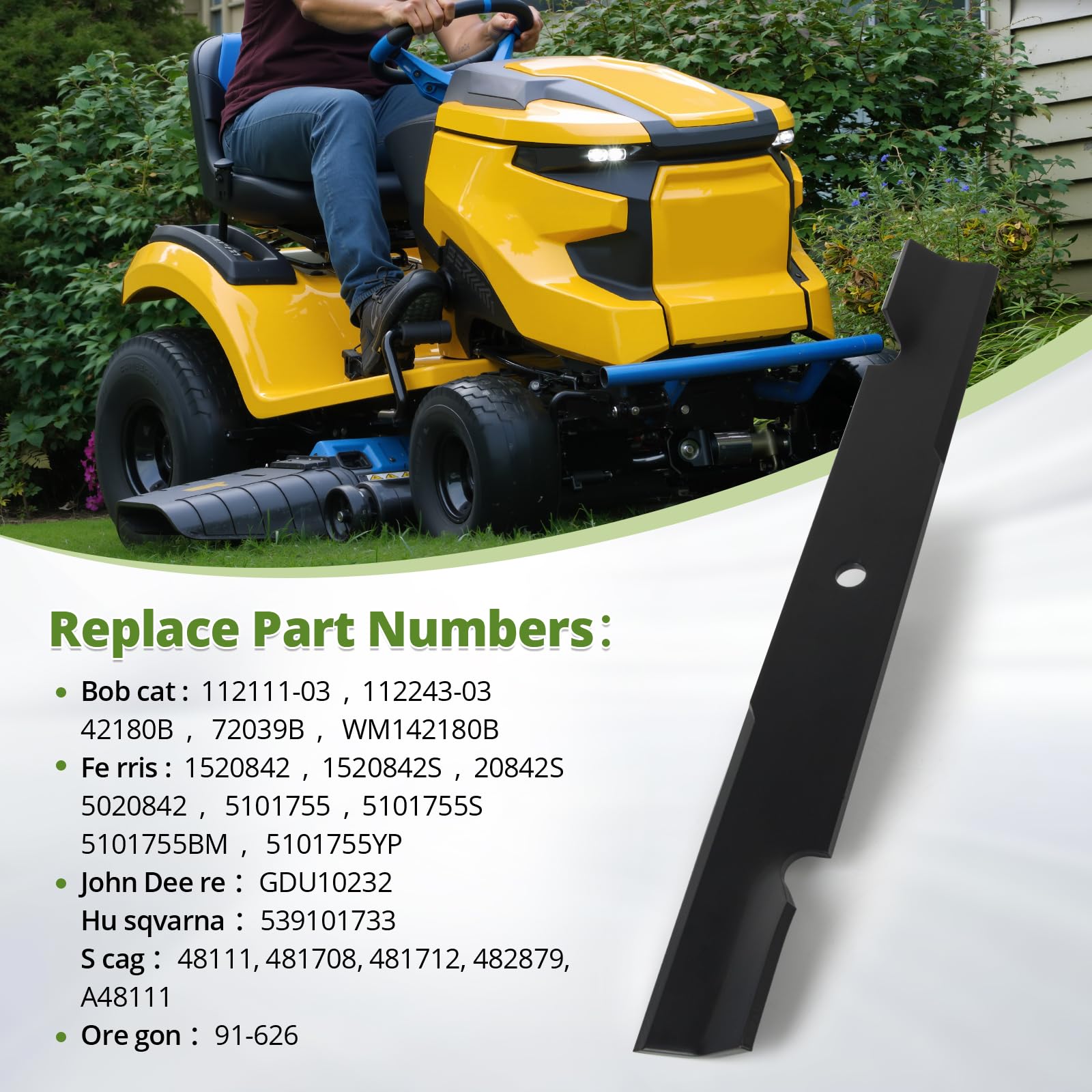 Cuchillas de repuesto para cortacésped 5101755S – Compatible con Ferris 5020842, 5101755, 20842S, Scag 48111, 481708, 481712, Simplicity 5022808ASM – Se adapta a cortacéspedes de cubierta de 61