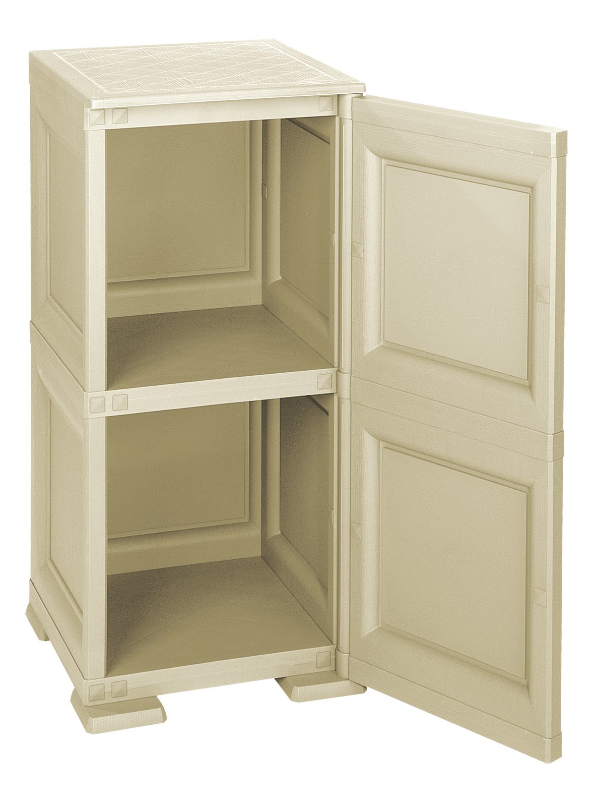 Tontarelli Armadietto Colonnina 1 Anta 2 Moduli per Esterni ed Interni, Effetto Finitura Legno 40 x 43 x 85,5 CM Montaggio Facile Senza Attrezzi