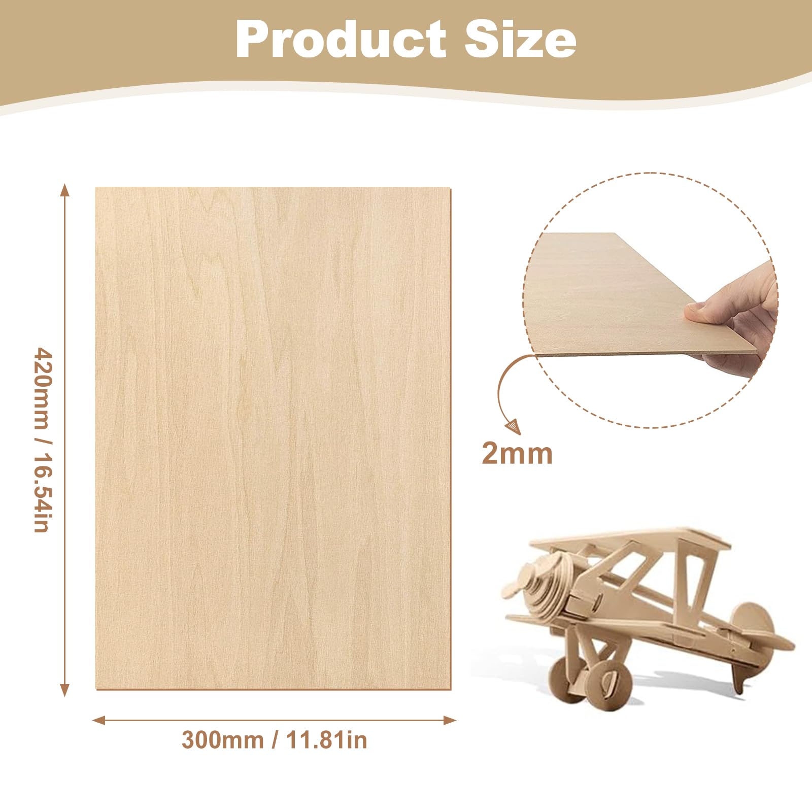 8x Sperrholzplatten 2mm A3 - Linde Holz Für DIY & Bastelprojekte
