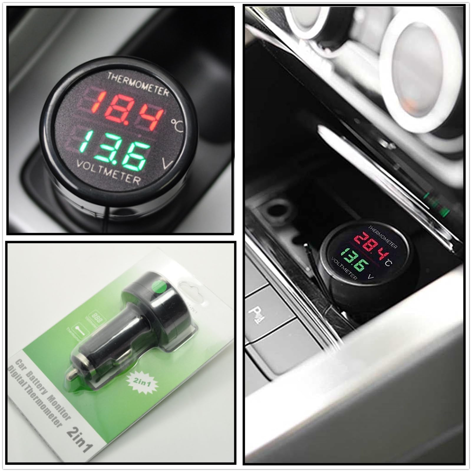 HUAZIZ Voltmètre Numérique Thermomètre 2 En 1, DC 12V 24V | FindTheDeal