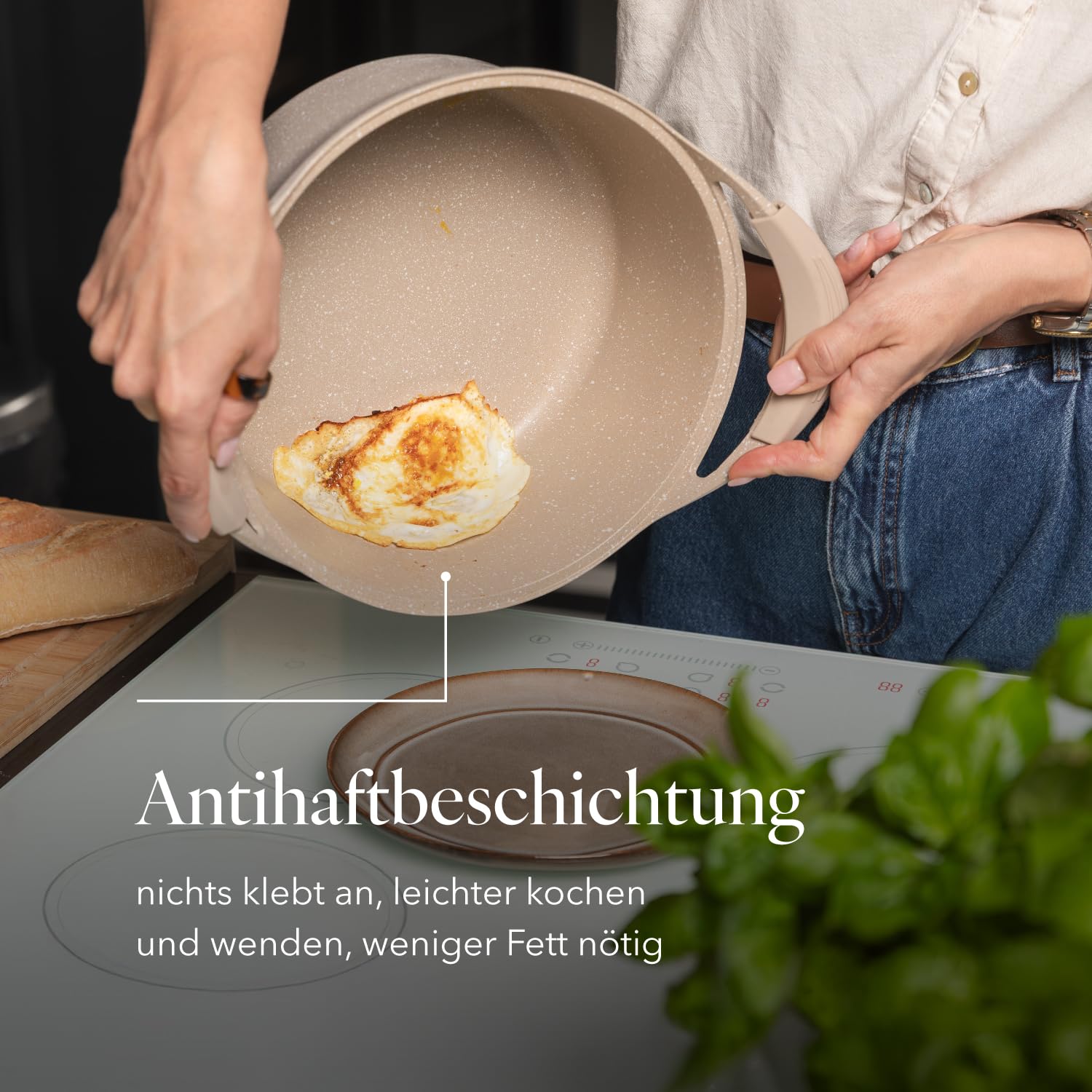 FLORINA Aluminiumtopf OSLO 4,3 l 24 cm Durchmesser I Keramische Antihaftbeschichtung I Ergonomischer Softgrip-Griff I Hitzebeständig | Topf geeignet für Induktions-, Gas- und Elektrokochfelder