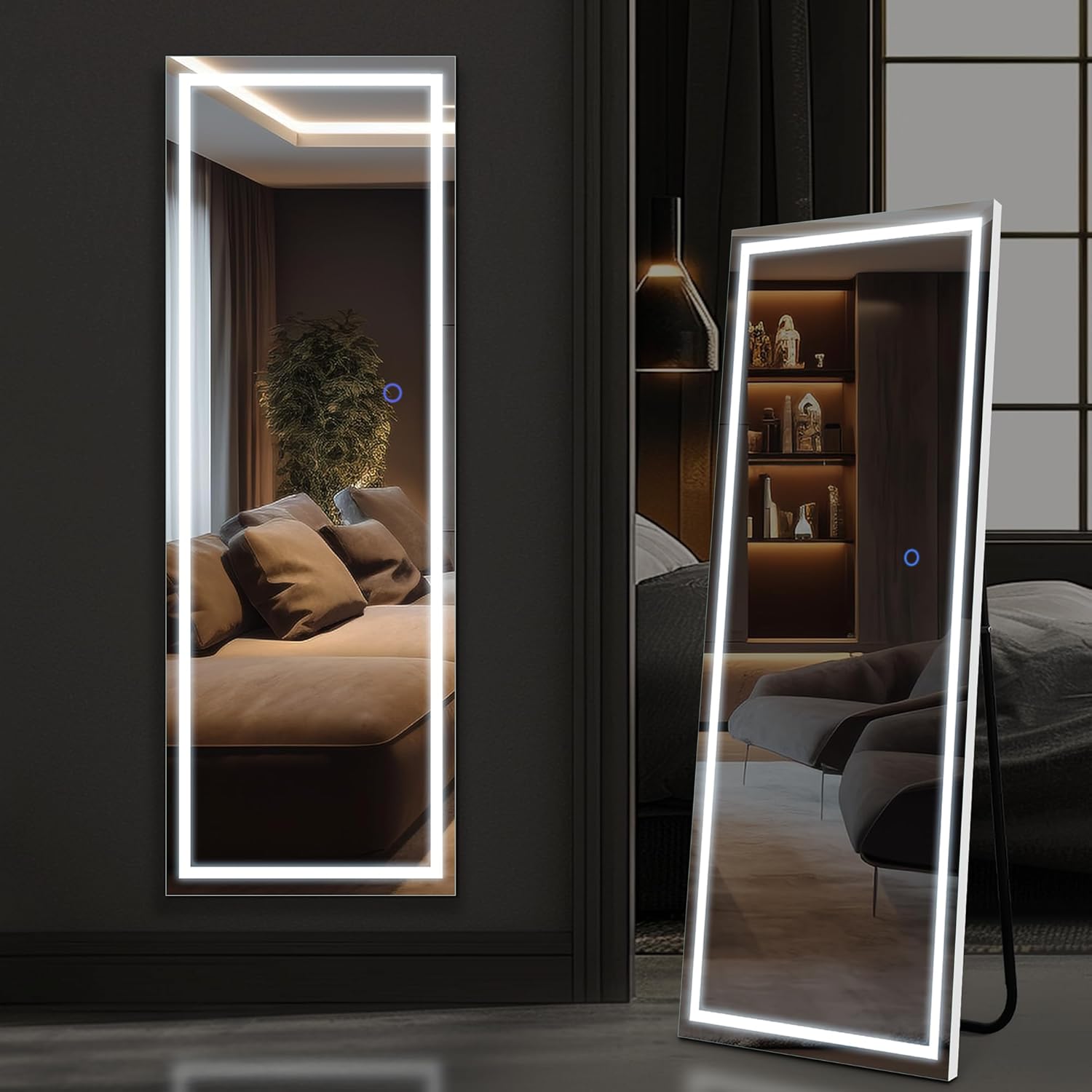 Amazon.com: GlasFlength Full Length Mirror with LED Lights, 63"x20 ...