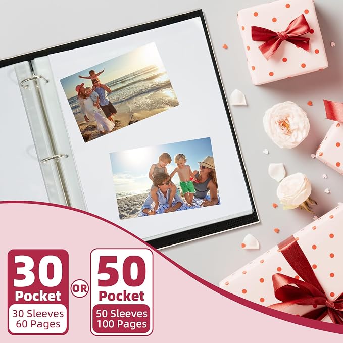 Álbum de fotos de cuero Vienrose 12x12 pulgadas 100 páginas beige miniatura 6