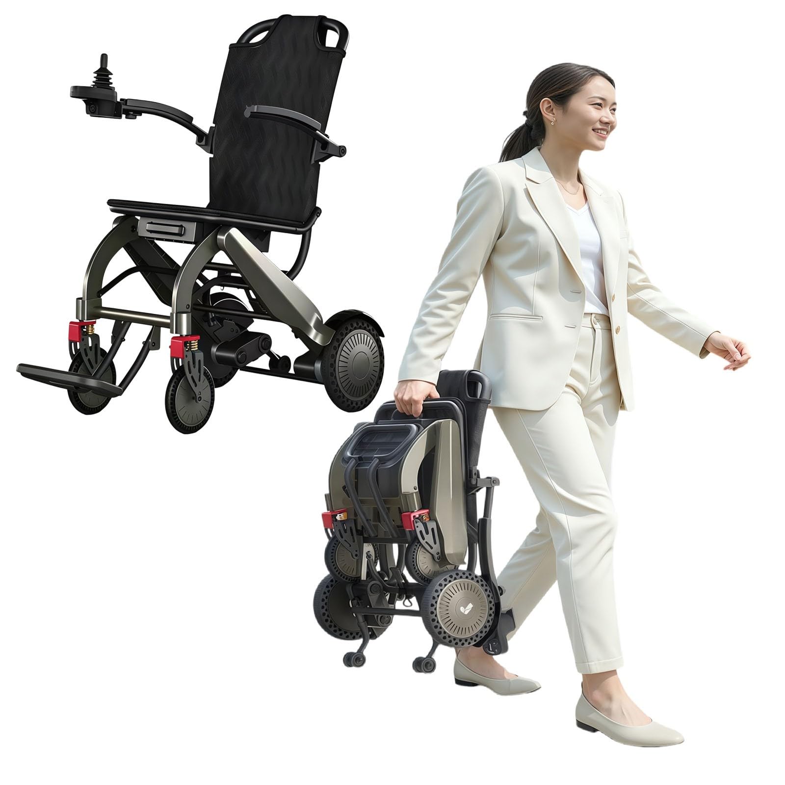 Fauteuil Roulant Électrique Léger pour Adultes, Scooter De Mobilité Motorisé pour Seniors, Ultra-Léger (14,9 Kg), Capacité De 150 Kg, Facile À Transporter Et À Ranger — pour Seniors.