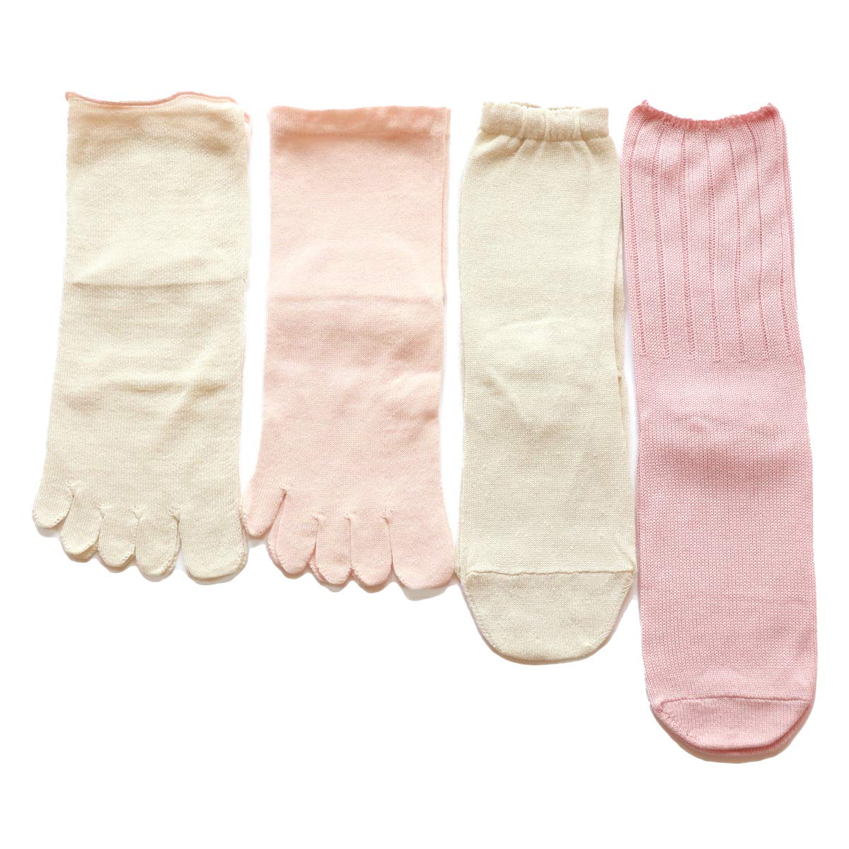View 1 of ?? Kinuya 4 Socks Set for Layers Silk and Cotton 5 fingers Socks Toe Socks Warm Health Care Made in Japan (Silk & Cotton, Pink)