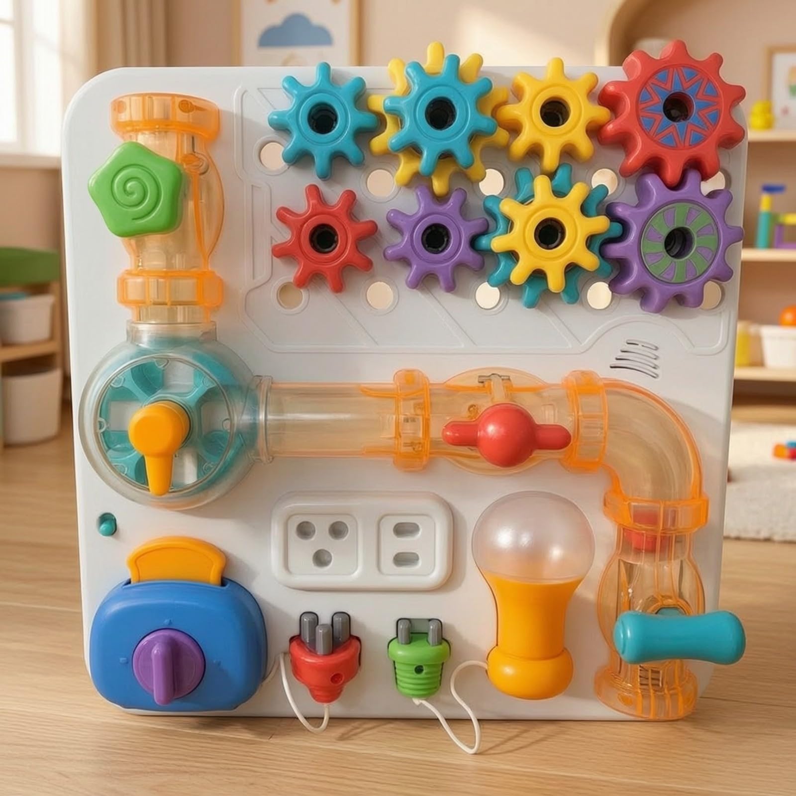 predolo Busy Board per Bambini Interattivo | Ingranaggi da Girare e Premere, Pannello Sensoriale educativo, Giocattolo, per Stanza Giochi, Cameretta, Asilo, Neonati