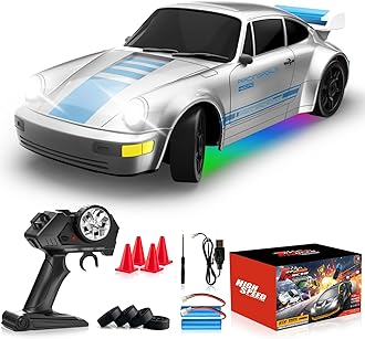 RC Drift Car Remote Control Car 2.4GHz 1/24 4WD 15KM/H High Speed Racing Sport with LED Lights Drifting Tire Racing Sport Toy for Adults Boys Girls Kids Gift 2Pcs Rechargeable Batteries