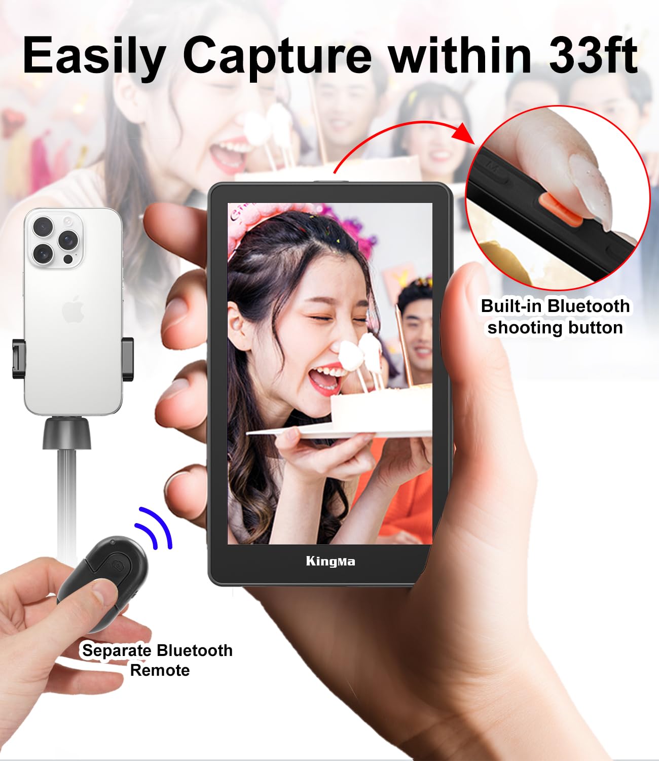 Kingma Vlog Screen モニター ミラーリング King Ma 対応iPhone Vlogモニター外部スクリーン、スマホの背面