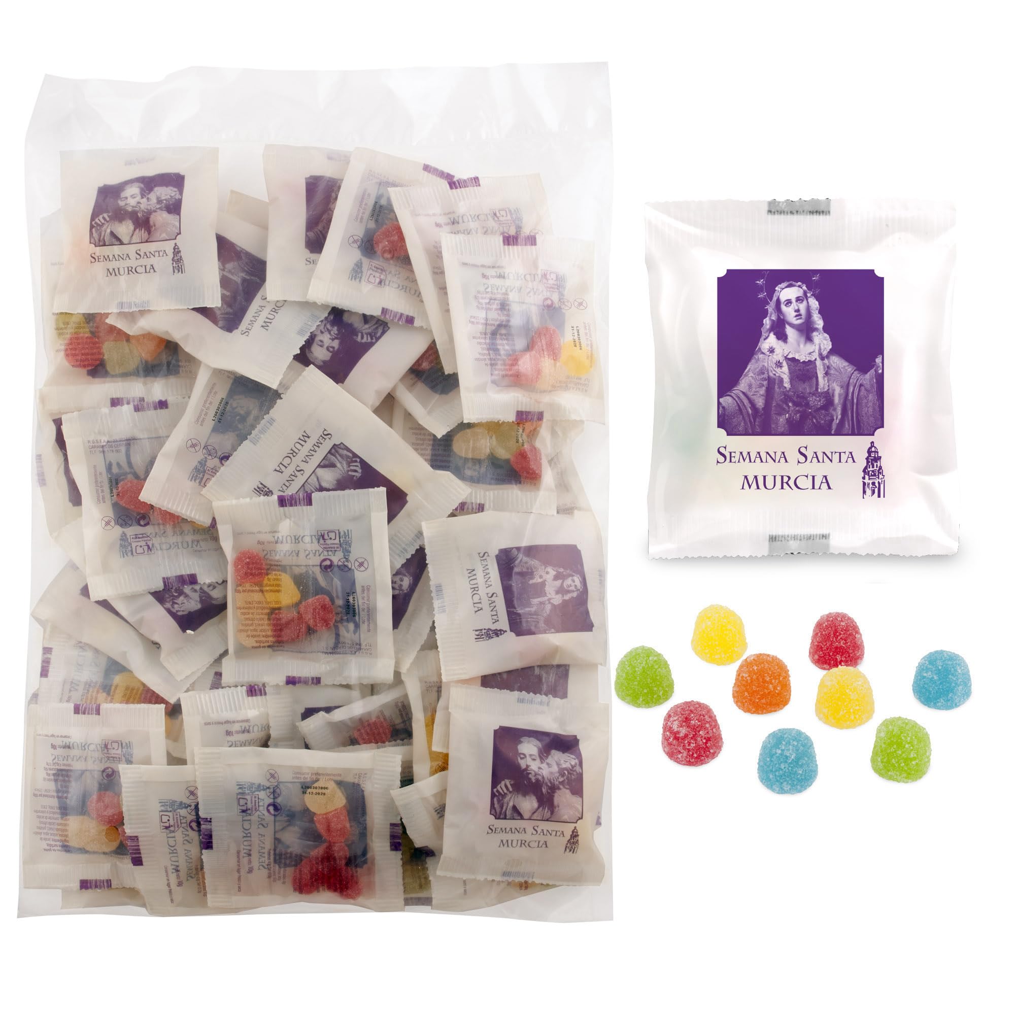 Caramelos Cerdán Gominolas Semana Santa Murcia con Imágenes de Salzillo y Recuerdos de Murcia Sabores Surtidos Bolsa 500g
