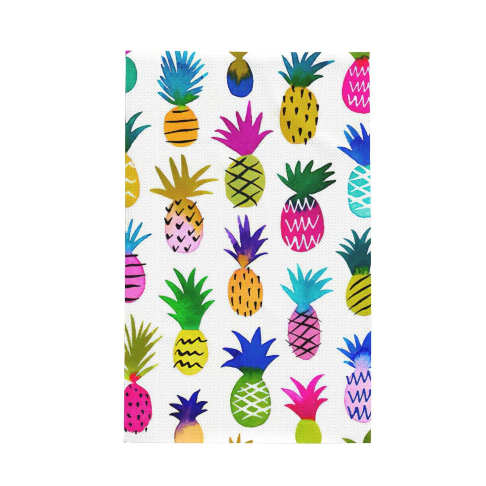 CKGODGF Rainbow Pineapple Print Absorbent Waffle Dishcloths,Kitchen Towels With Hanging Loops,Tea Towels.