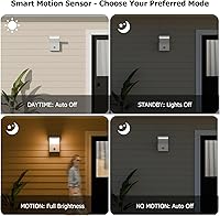 Vista 4 de Lámpara de pared LED blanca con sensor de movimiento IP54, resistente al agua, para garaje, puerta delantera, patio, casa, 3000 K, 18 W, 1800 lm