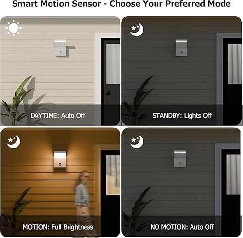 Miniatura 5 de Lámpara de pared LED blanca con sensor de movimiento IP54, resistente al agua, para garaje, puerta delantera, patio, casa, 3000 K, 18 W, 1800 lm