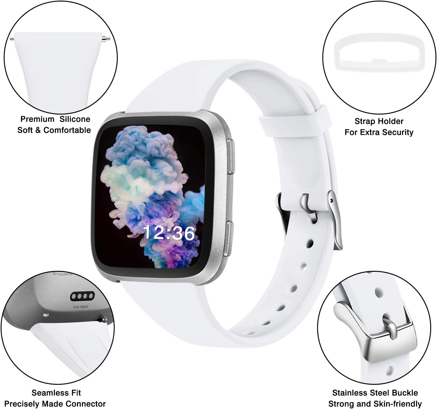 Hamile Bands Compatible for Fitbit Versa 2/Versa/Lite/Special Edition(SE), Slim Narrow Soft Silicone Band Accessories Replacement Wrist Strap Wristbands for Versa Smart Watch, Women Men Girls