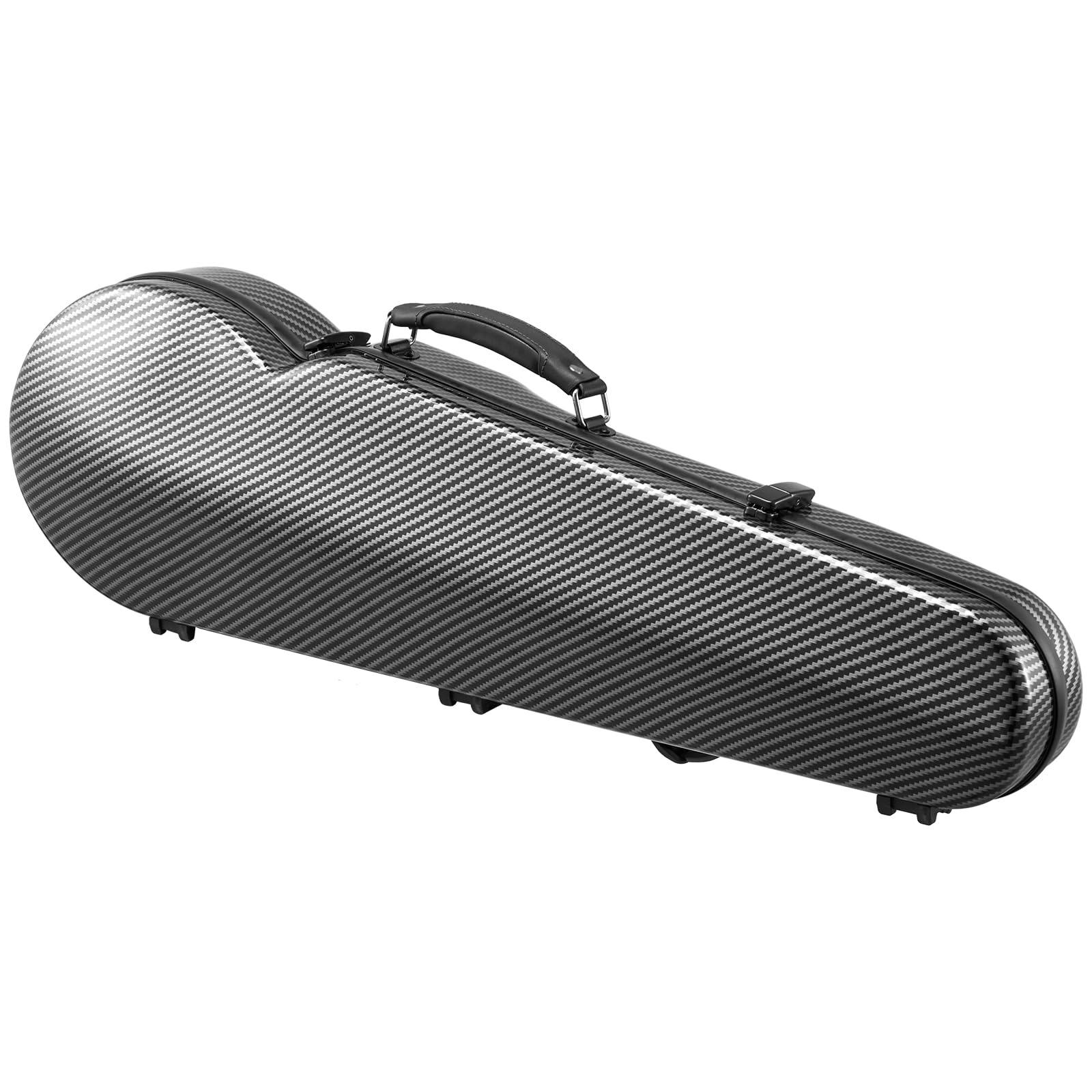 VEVOR Custodia per Violino, Dimensione Completa 4/4, Custodia da Viaggio per Violino 4/4, Igrometro Incorporato, con Fodera in Peluche, Doppie Tracolle, Antigraffio, Forma Triangolare, Nero